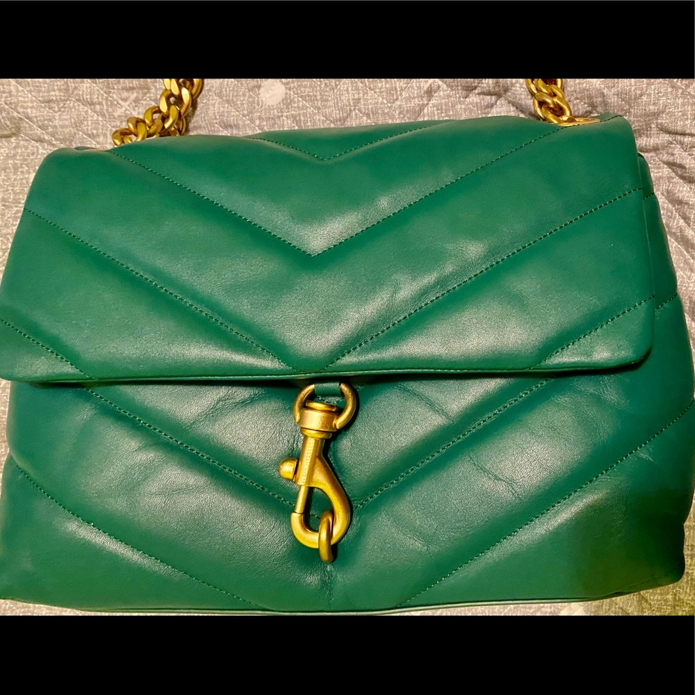 AUTHENTIC  REBECCA MINKOFF EDIE MAXI SHOULDER BAG IN GREEN, LIKE NEW!!!